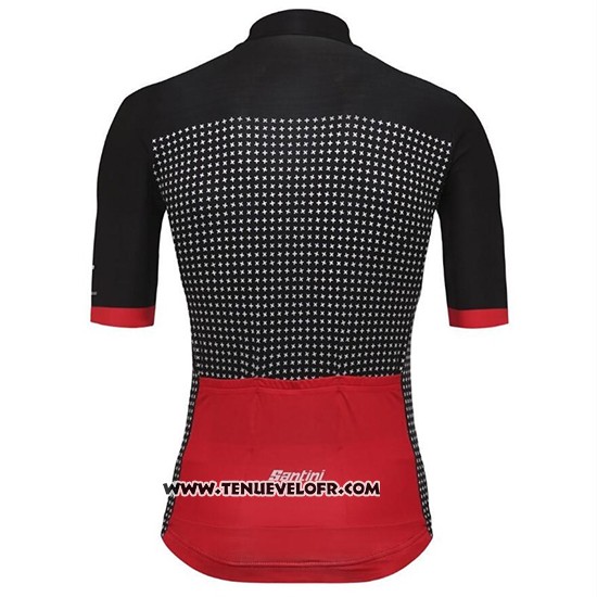 2018 Maillot Ciclismo Tour DE Suisse Helvetia Noir Rouge Manches Courtes et Cuissard
